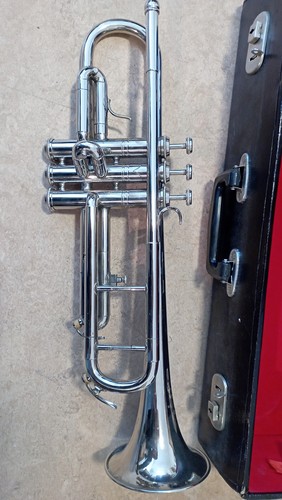 Alte trompete mit koffer - trompete,